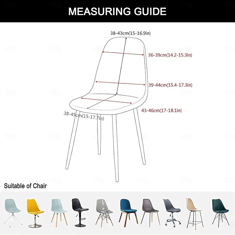 Shell Dining Chair Cover Set of 1,Mid Century Modern Style Seersucker Stretch High Back Dining Chair Cover for Kitchen Dining Room Side Chairs Removable Washable Lounge Armless Chair2