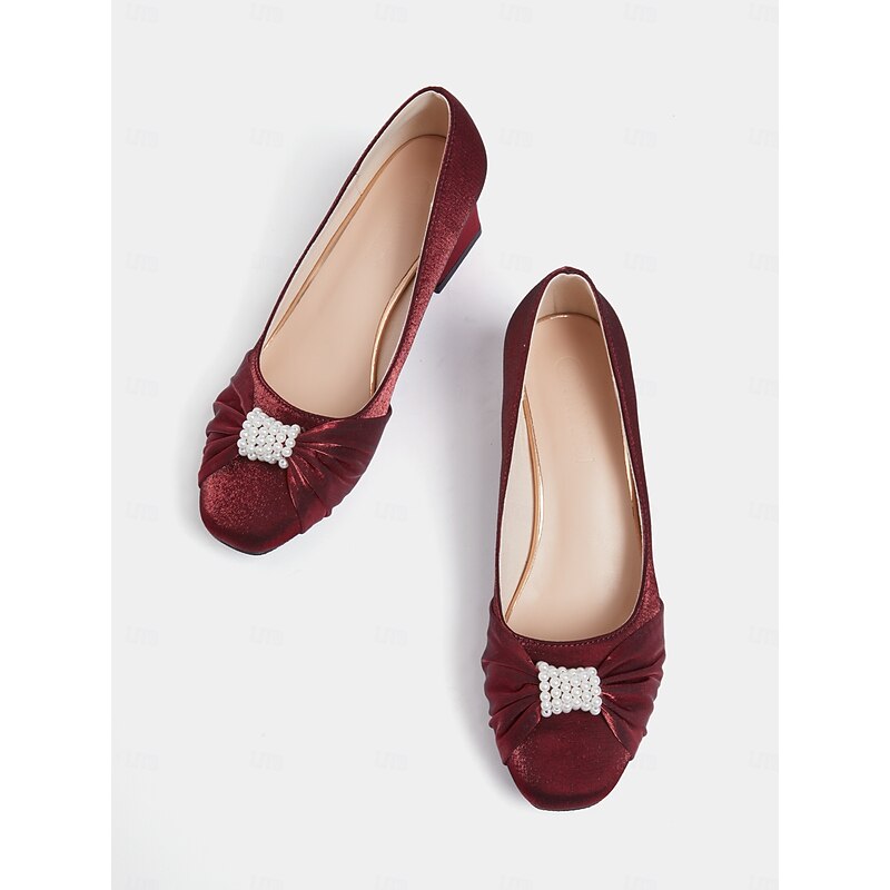 Women's Elegant Pearl-Embellished Block Heel Pumps – Perfect for Weddings, Formal Events, and Evening Wear4