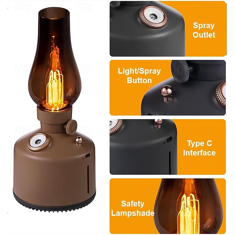 Lamp Air Humidifier Ambience Lamp Mute Retro Humidifier USB Small Fragrance Diffuser with Light for Home Office3