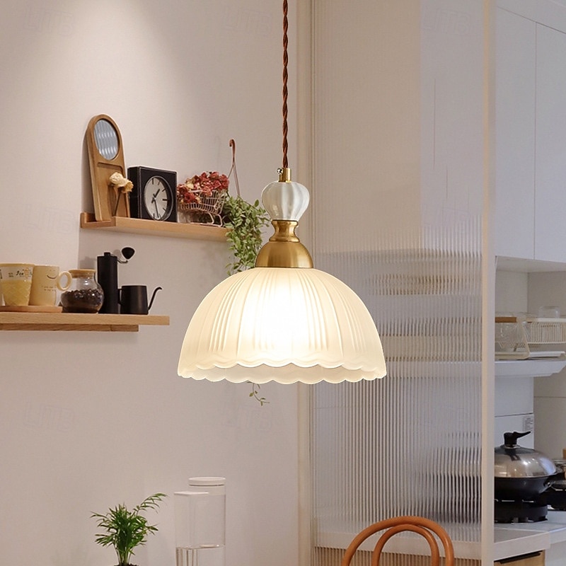 Mid-Century Modern Simple Glass Island Design Pendant Light Bowl-Shaped Lampshade 85-265V3