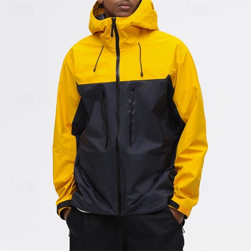Men's Hiking Jacket Outdoor Color Block Waterproof Windproof Front Zipper Lightweight Jacket Full Zip Camping / Hiking / Caving Black Yellow Green Grey