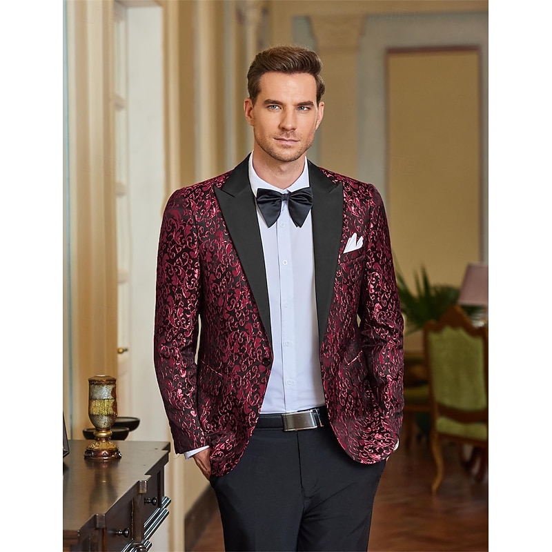 Retro Vintage Roaring 20s 1920s Tuxedo Suits & Blazers The Great Gatsby Gentleman Gangster Floral Jacquard Fancy Dress Men's Carnival Costume Christmas Carnival New Year Masquerade Cocktail Party3