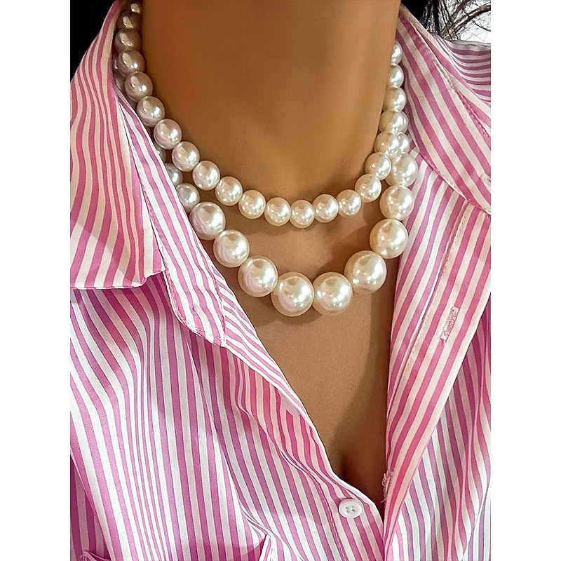 Elegant Multi-Layer Faux Pearl Necklace | Classic Statement Jewelry for Women | Perfect for Weddings, Parties, and Formal Events