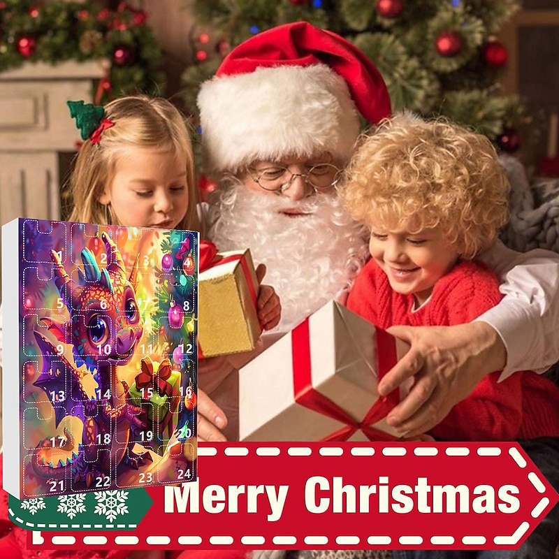 Dragon Advent Calendar 2025, Christmas Countdown Calendar With Dragon Ornaments Toys, Christmas 24 Days 2025 Advent Calendar, Christmas Tree Decor3