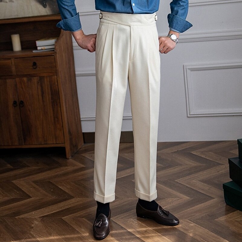 Men's Graduation Dress Pants Trousers Chinos Pocket Solid Color Comfort Formal Party Work Fashion Classic Style Black Khaki Micro-elastic3