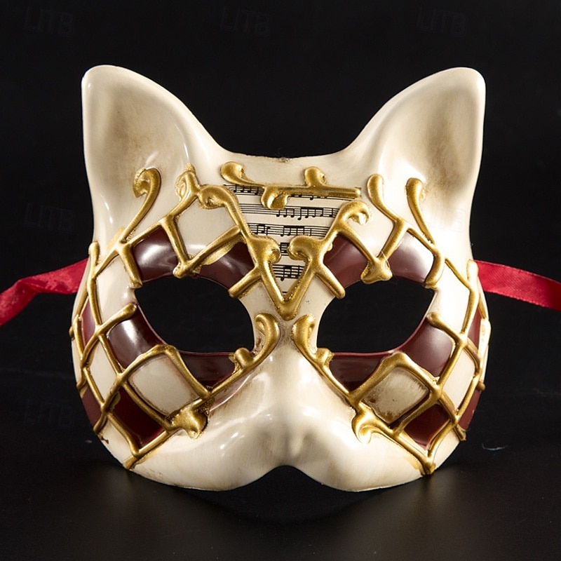 Cat Harlequin Halloween Venetian Mask Gnaga Carnival Mask Half Face Kid's Boys' Girls' Halloween Carnival Mardi Gras Party Masquerade Carnival of Venice Easy Halloween Costumes Dress Up3