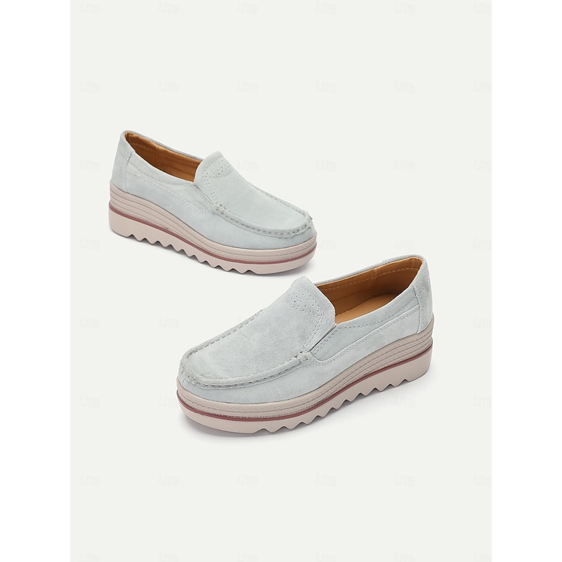 Women's Casual Suede Slip-On Loafers with Platform Sole – Comfortable Everyday Shoes with Non-Slip Grip4