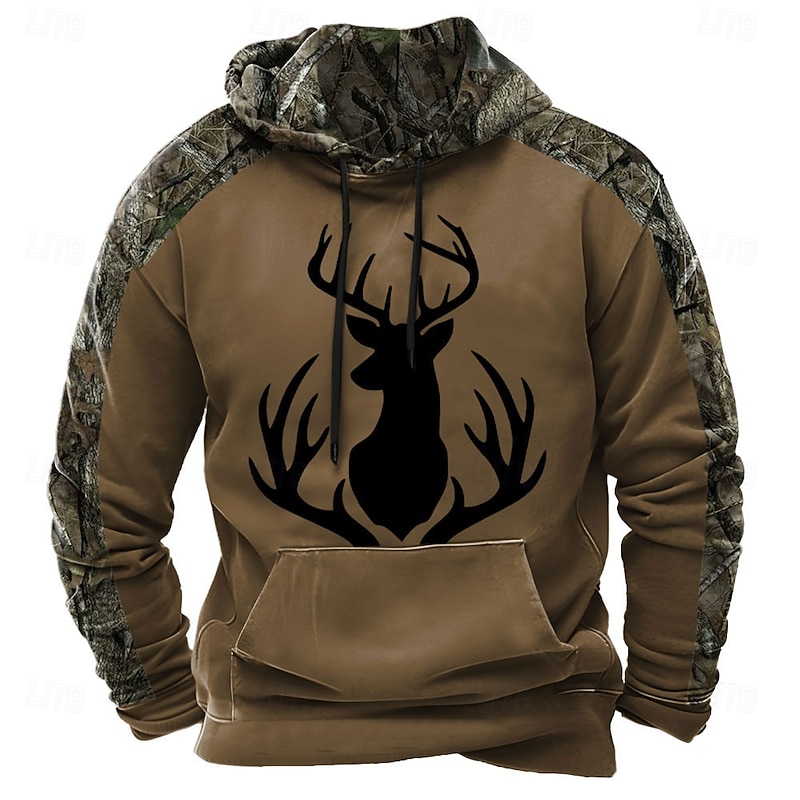 Men's Hoodie Brown 1# Brown 2# Brown 3# Hooded Camouflage Camo / Camouflage 3D Print Cool Fall Winter Clothing Apparel Hoodies Sweatshirts4