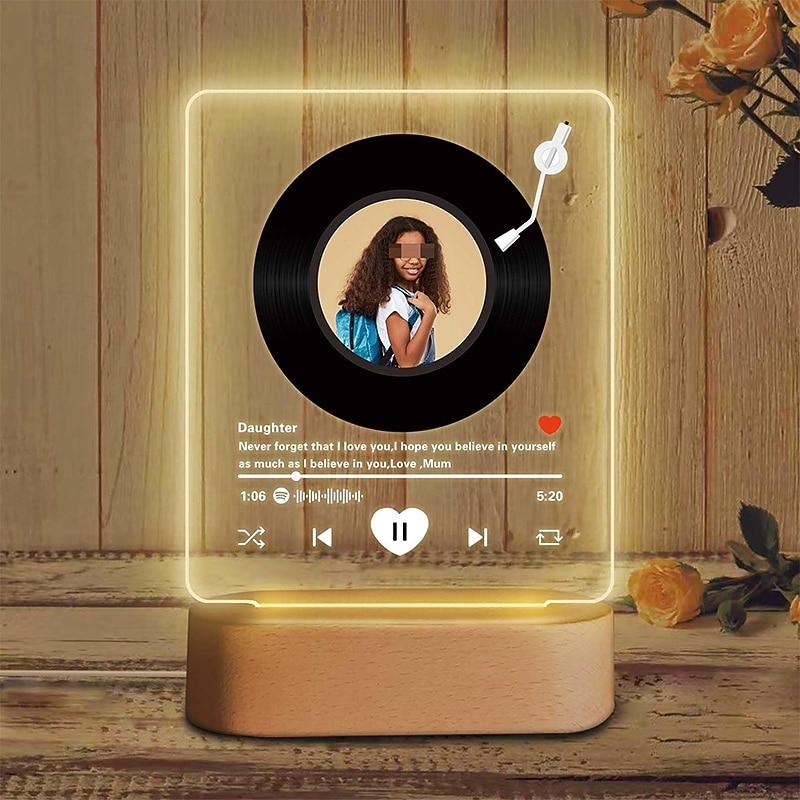 Personalized Light Up Photo Frame Valentines Music Style Photo USB Night Light Personalized Glowing with LED Lamp Desktop Decor Gifts for Wedding Anniversary Birthday Daughter Gifts3