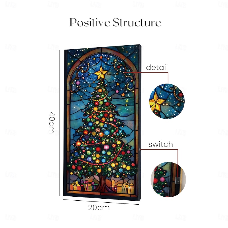 Christmas Tree LED Canvas Wall Art LED Lighted Up Wall Decor 2AA Battery Operated Lighted Canvas Print LED Light Kitchen Bedroom or Home Decor4