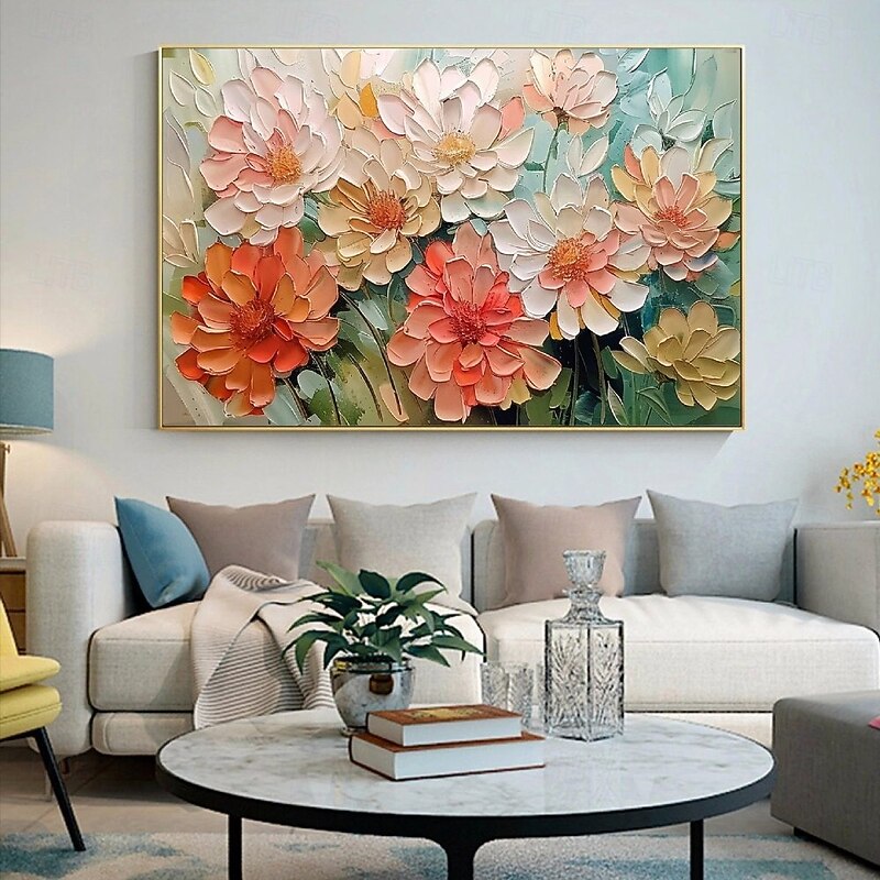 Large hand painted Blooming Tulip Flower Spring oil painting  Thick Texture flower painting Handmade painting  Living Room Decor Original Oil Painting Artwork Canvas Knife Painting Christmas Day Gift2