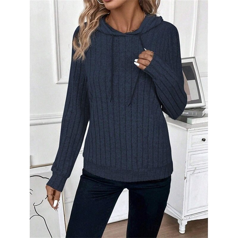 Women's Hoodie Sweatshirt Casual Plain Street Dailywear Hoodie Long Sleeve Wine Navy Blue Light Grey Fall Winter3