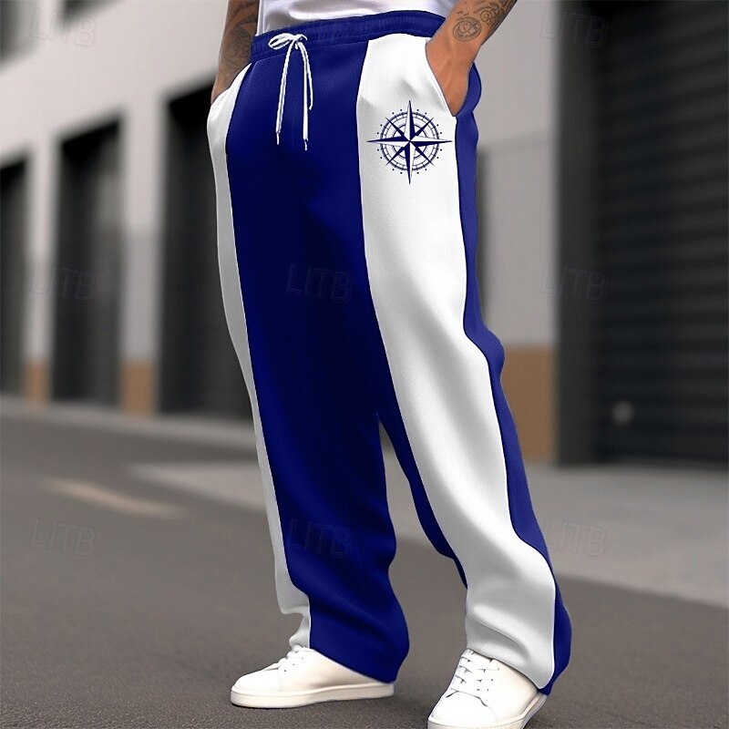 Men's Sweatpants Trousers Straight Leg Sweatpants Pocket Drawstring Elastic Waist Graphic Color Block Comfort Christmas Sports Outdoor Fashion Casual Black Dark Blue Micro-elastic2