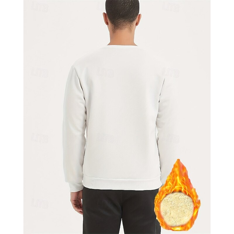 Men's Sweatshirt Black White Crew Neck Plain Sports & Outdoor Daily Holiday Polyester Streetwear Casual Fleece Sweatshirt Fall & Winter Clothing Apparel Hoodies Sweatshirts2