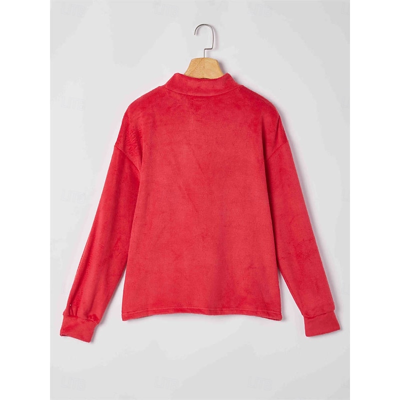 Women's Blouse Pullover Fuzzy High Neck Long Sleeve Comfort Fit Plush Warm Casual Fall Winter3