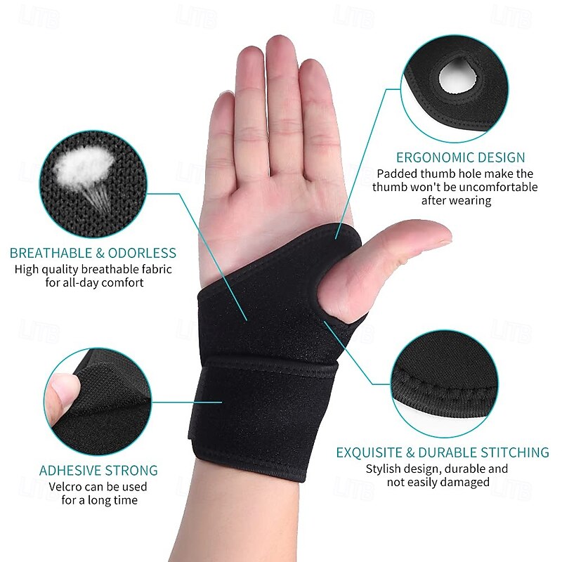 Wrist Brace for Carpal Tunnel, Breathable and Adjustable Wrist Support Brace for Arthritis and Tendinitis, Wrist Compression Wrap for Pain Relief, One Size Fits Left or Right Hand2