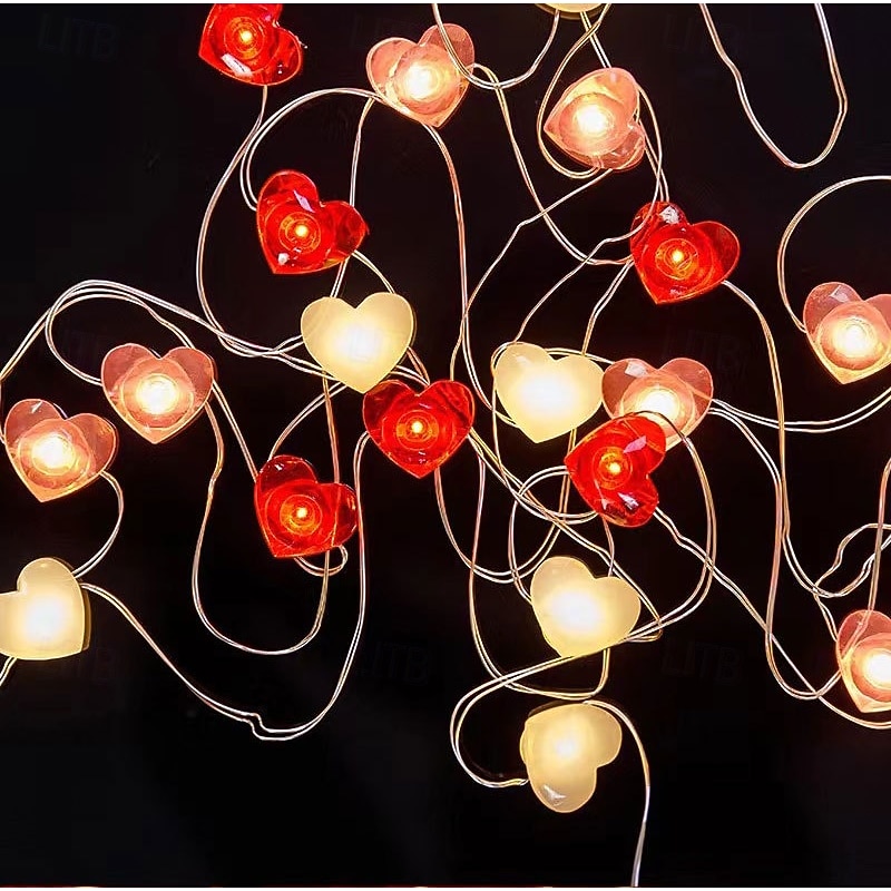 Elegant Wedding Party Reception Valentine's Day LED Fairy String Lights – 2m 20LED Red Lips Copper Wire, Battery Powered for Home Decor2