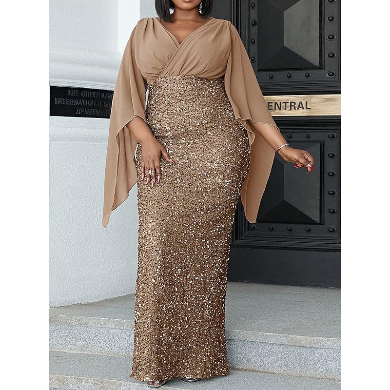 Women's Valentine's Day Maxi Dress Wedding Guest Dress Sheath Dress Plain Fashion Hot Wedding Guest Date Club Zipper 3/4 Length Sleeve V Neck Dress Regular Fit Black Pink Wine Spring Fall3