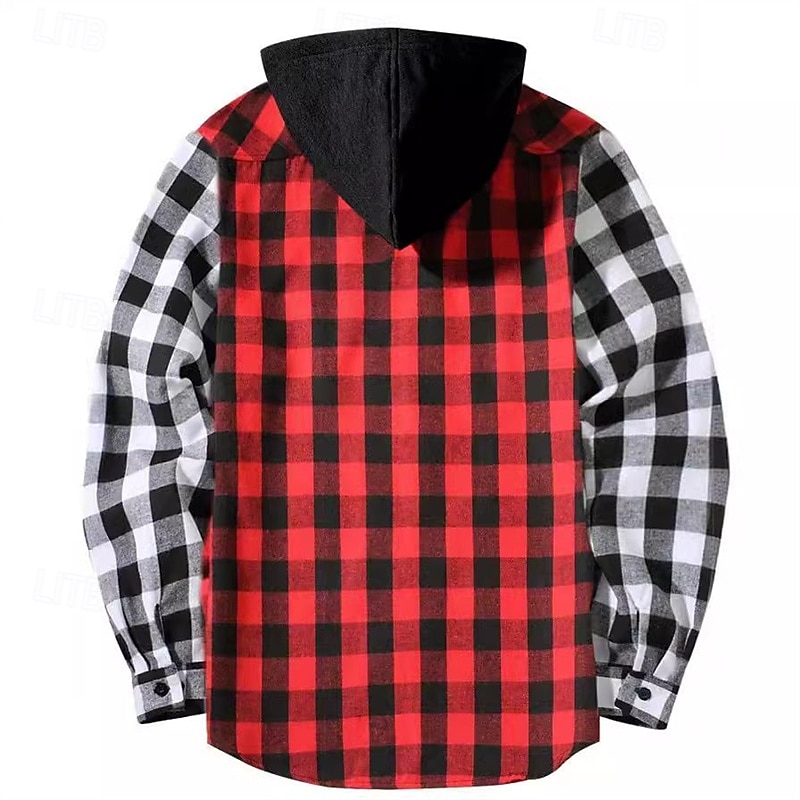 Men's Shirt Flannel Shirt Overshirt Plaid Outdoor Street Red Purple Green Long Sleeve Winter Spring &  Fall Clothing Apparel4