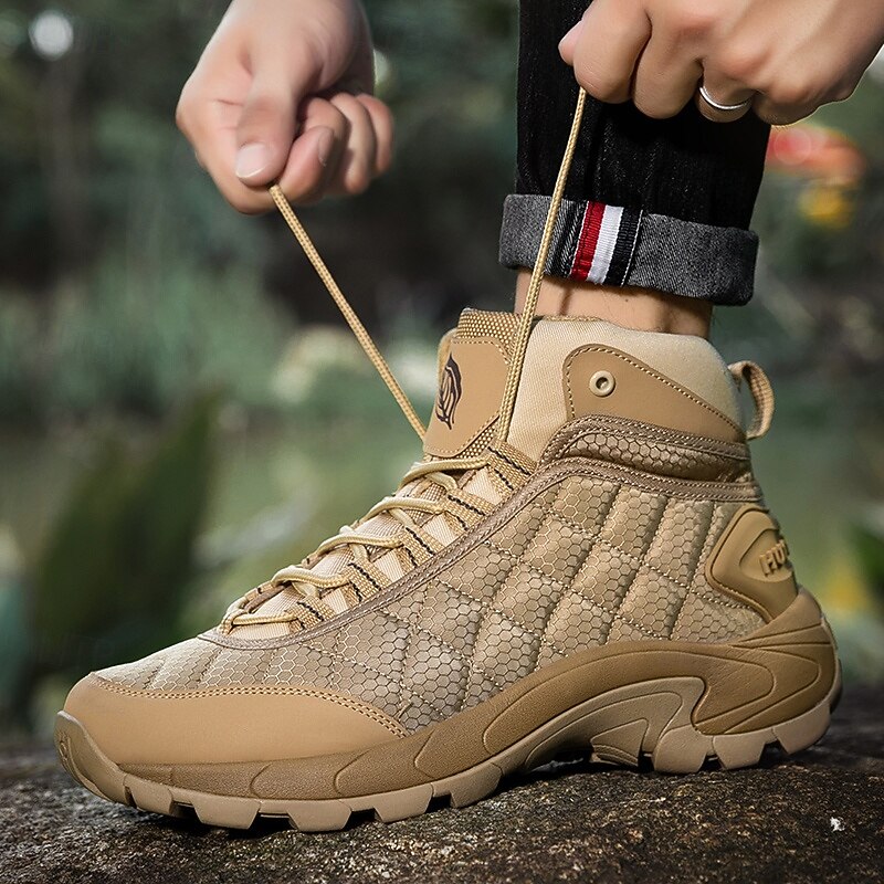 Men's Quilted Hiking Boots - Lightweight, Waterproof, Non-Slip Sole, High-Top Design, Ideal for Outdoor Adventures3