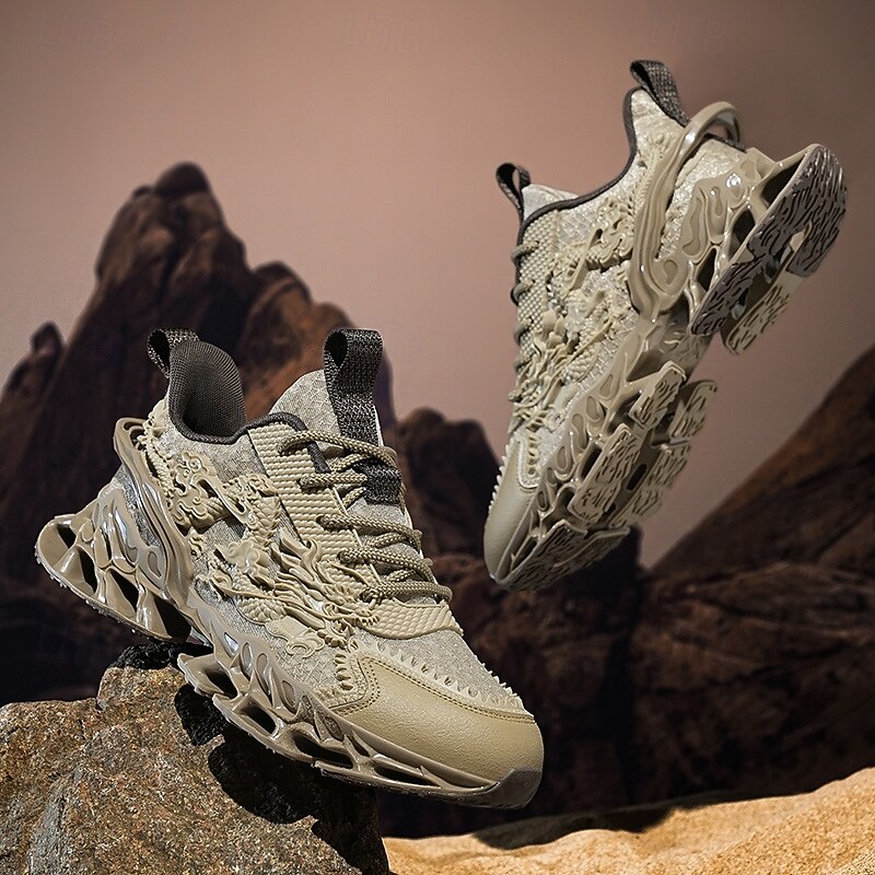 Men's Dragon-Themed Lightweight Athletic Sneakers – Unique Sculpted Sole Design, Breathable and Comfortable Running Shoes for Sports and Street Style3