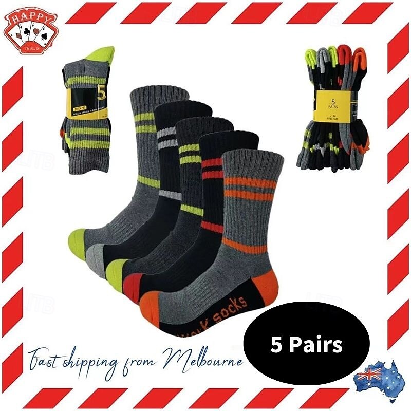 Men's 5 Pairs Multi Packs Socks Ankle Socks Crew Socks Running Socks Casual Socks Black Red Color Plaid / Striped / Chevron / Round Sports & Outdoor Daily Vacation Basic Medium Spring Fall Fashion
