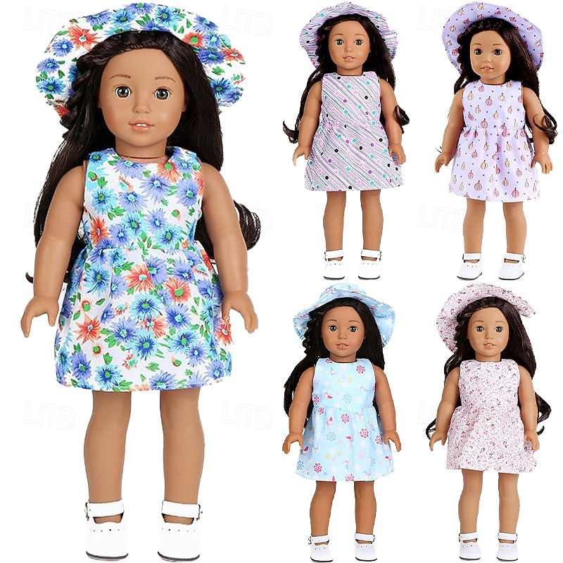 5Pack American Doll Clothes Dress Gift for 18 inch Doll Clothes and Accessories(WITHOUT DOLL)