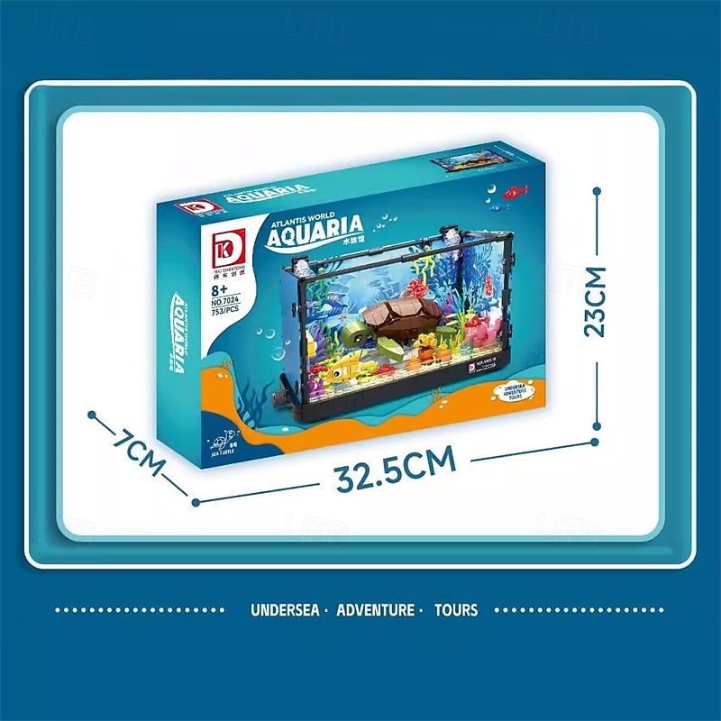 Fish Tank Building Block Lighting Aquarium Building Sets for Adults and Kids Including Ocean Jellyfish Turtle Animal Building Toys for Boys Age 8-12 725pcs/753pcs2
