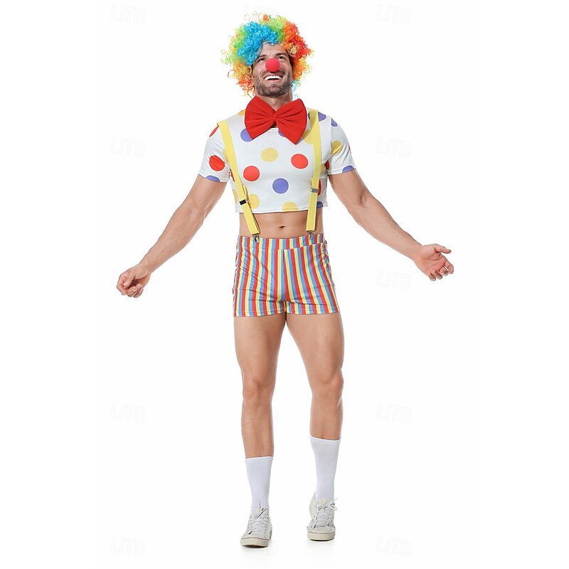 Joker Clown Halloween Outfits Costume Circus Carnival Costume Pride Rainbow Cosplay Adults' Men's Halloween Carnival Mardi Gras Performance Pride Parade Pride Month Easy Halloween Costumes Dress Up4