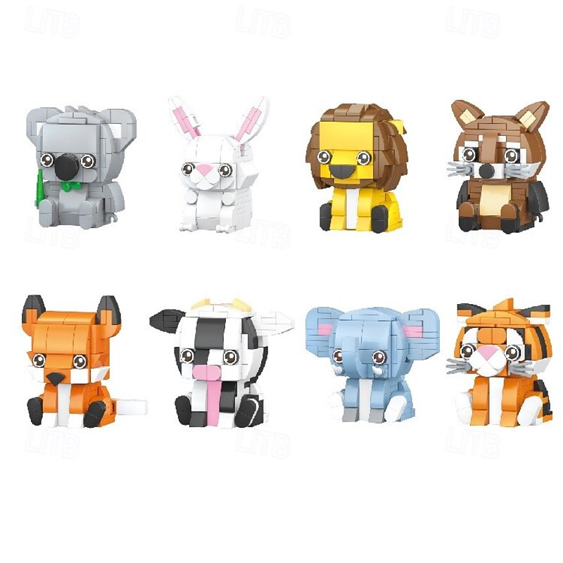 8PCS Party Favors for Kids Goodie Bags Mini Building Blocks Animal World Tiger Building Blocks SetBuilding Sets Stem Toys for Birthday Party GiftGoodie Bags PrizeCake Topper