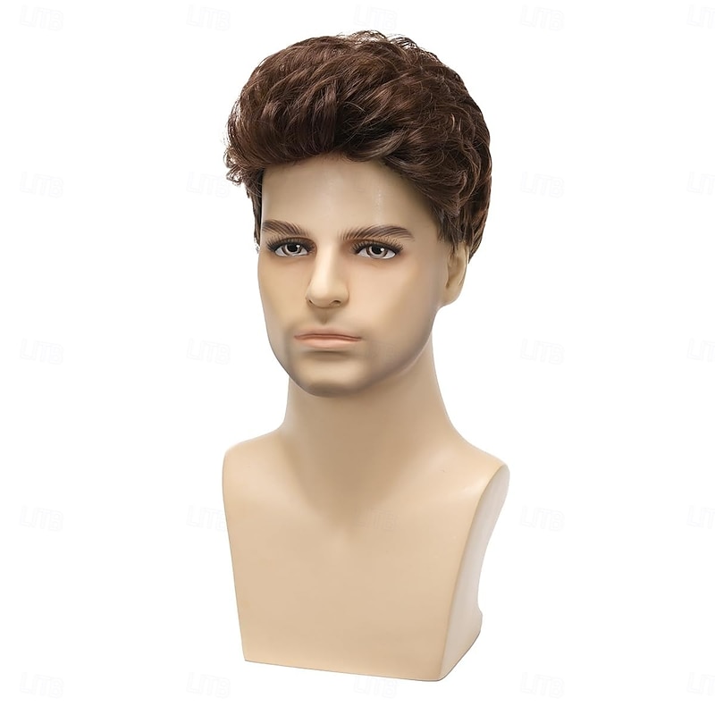 Mens Short Wig Handsome Male Wig Short Hair Guy Layered Daily or Halloween Cosplay Party Costume Wig4