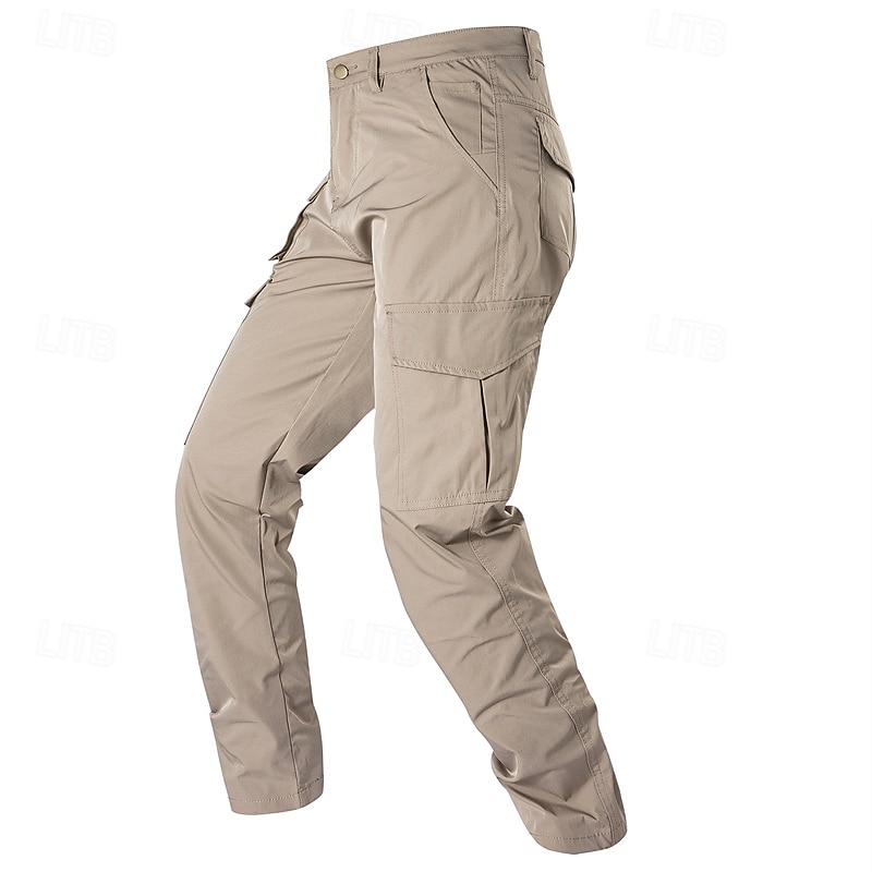 Men's Cargo Pants Tactical Pants Trousers Elastic Waist Multi Pocket Straight Leg Plain Breathable Quick Dry Full Length Outdoor Casual Daily Sports Fashion Black Green