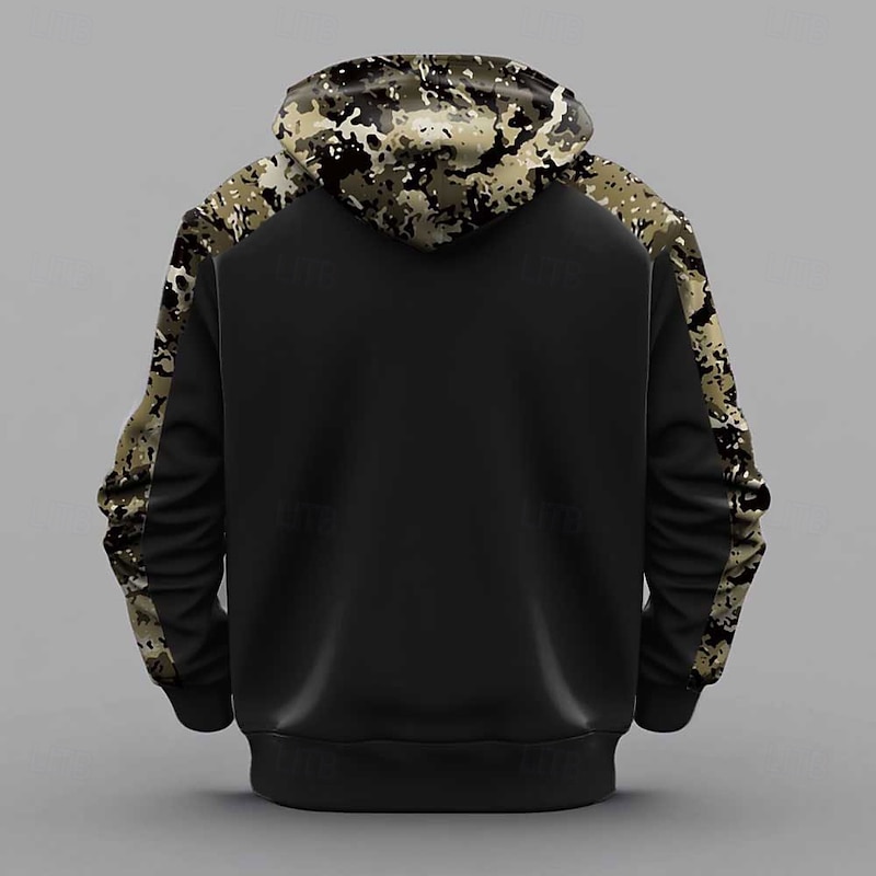 Men's Hoodie Sweatshirt Black Green Hooded Camouflage Camo / Camouflage 3D Print Vintage Cool Fall Winter Clothing Apparel Hoodies Sweatshirts2
