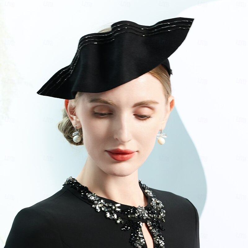 Hats 100% Wool Saucer Hat Top Hat Wedding Cocktail Elegant Wedding With Pure Color Splicing Headpiece Headwear4