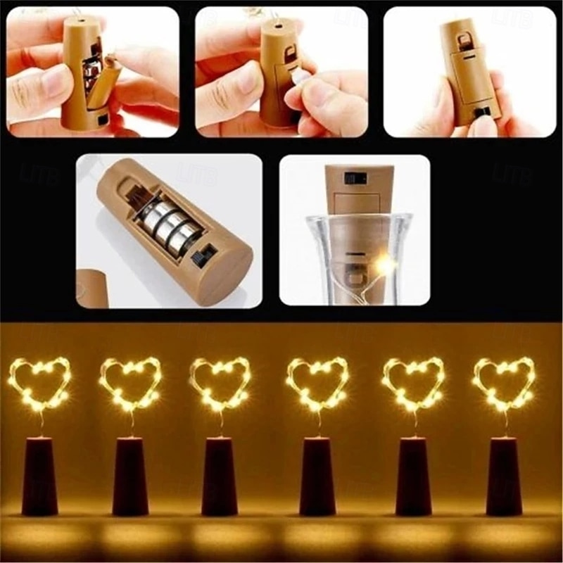 10pcs Bar LED Wine Bottle Cork 3M String Lights Christmas Decoration Led Lamp Fairy Lights Holiday Copper Wire Lights String2