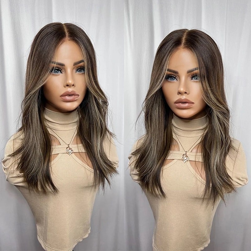 Remy Human Hair 5x5 Closure 13x4 Lace Front Wig Layered Haircut Brazilian Hair Wavy Multi-color Wig 130% 150% Density with Baby Hair 100% Virgin Glueless Pre-Plucked For Women Long Human Hair Lace Wig3