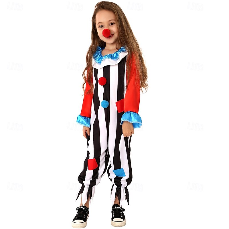 Joker Clown Halloween Outfits Costume Jumpsuit Circus Carnival Costume Cosplay Costume Kid's Boys' Girls' Halloween Carnival Mardi Gras Performance Party Easy Halloween Costumes Dress Up4