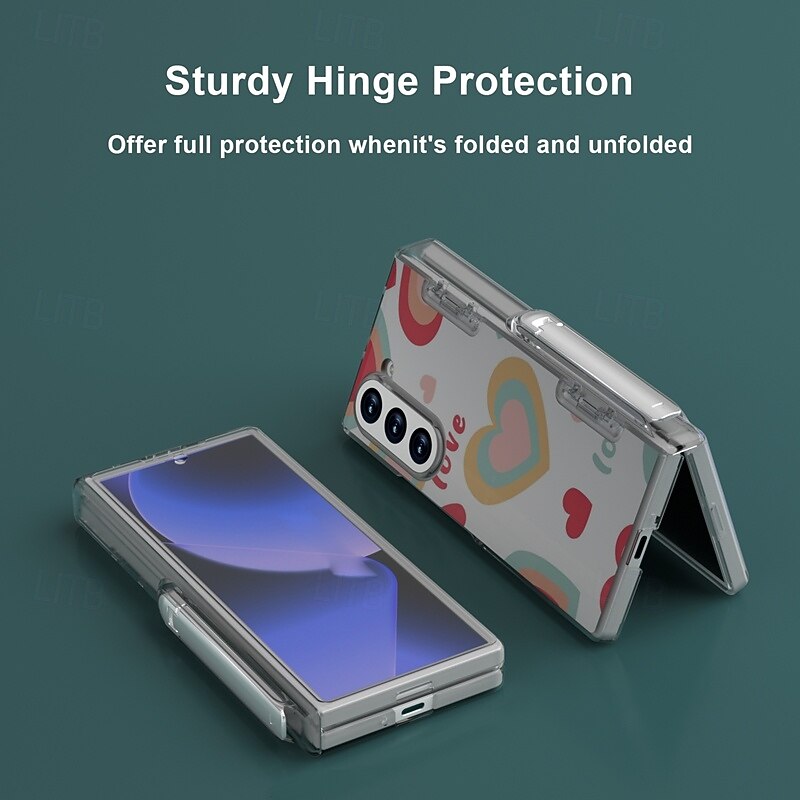 Phone Case For Z Fold 6 Wallet Case with Stand Holder Pencil Holder Shockproof Retro TPU PC