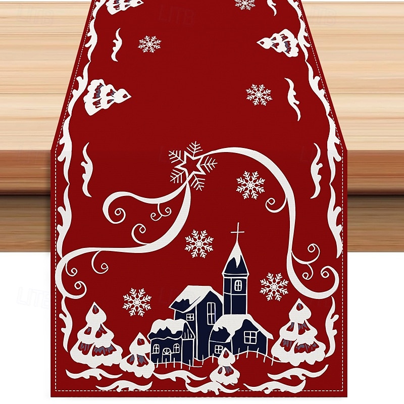 Christmas Table Runner Festive Holiday Table Decor Adds Seasonal Charm to Your Dining or Coffee Table Perfect for Christmas Gatherings and Winter Celebrations