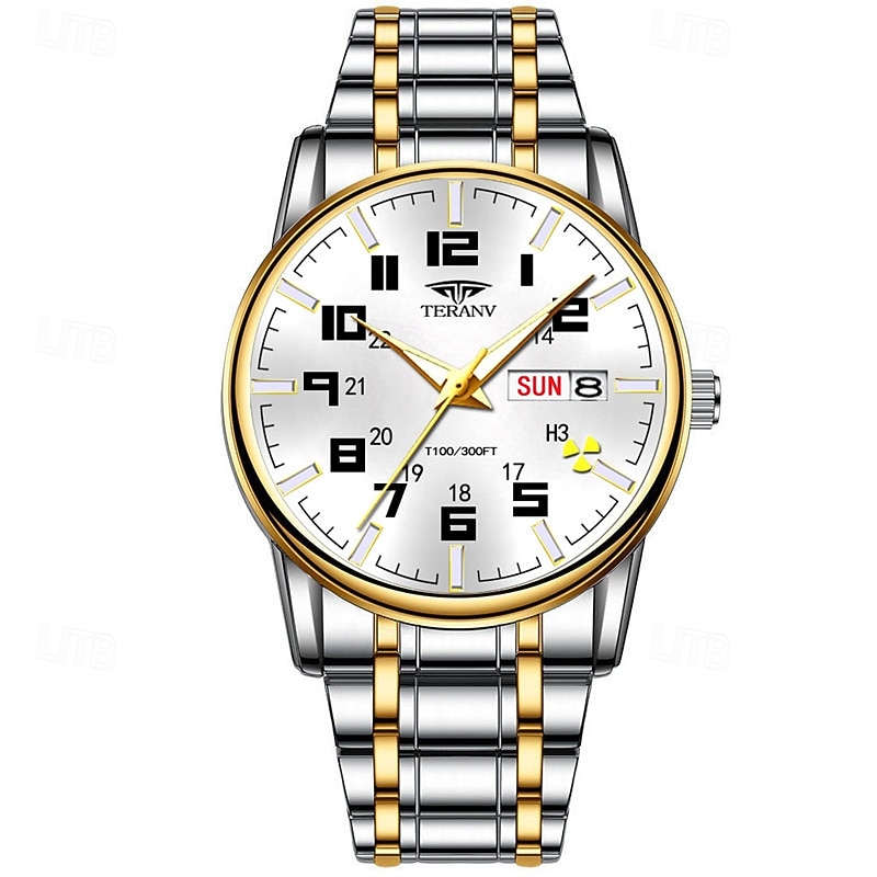 1pcs New Stainless Steel With Digital Men'S Watch Calendar Week Display Fashion Trend Life Travel Luminescent Leisure Sports Business Watch Birthday Gift Holiday Gift Ideal For Gifts4