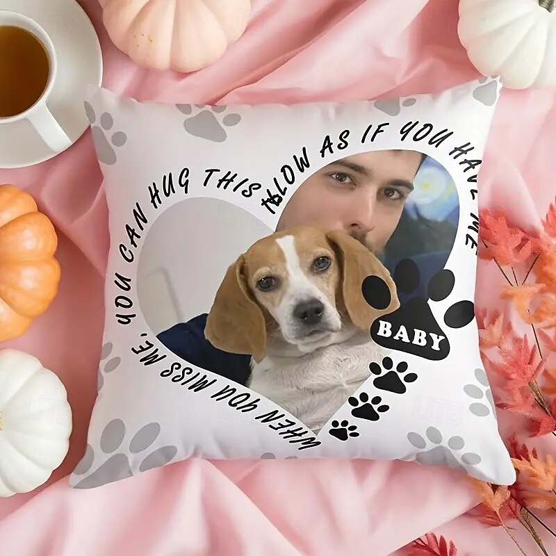 Custom Memorial Pillow Cover Photo Cushion Cover Throw Pillow Sympathy Gift Personalized Memorial Gifts Hug this Pillow