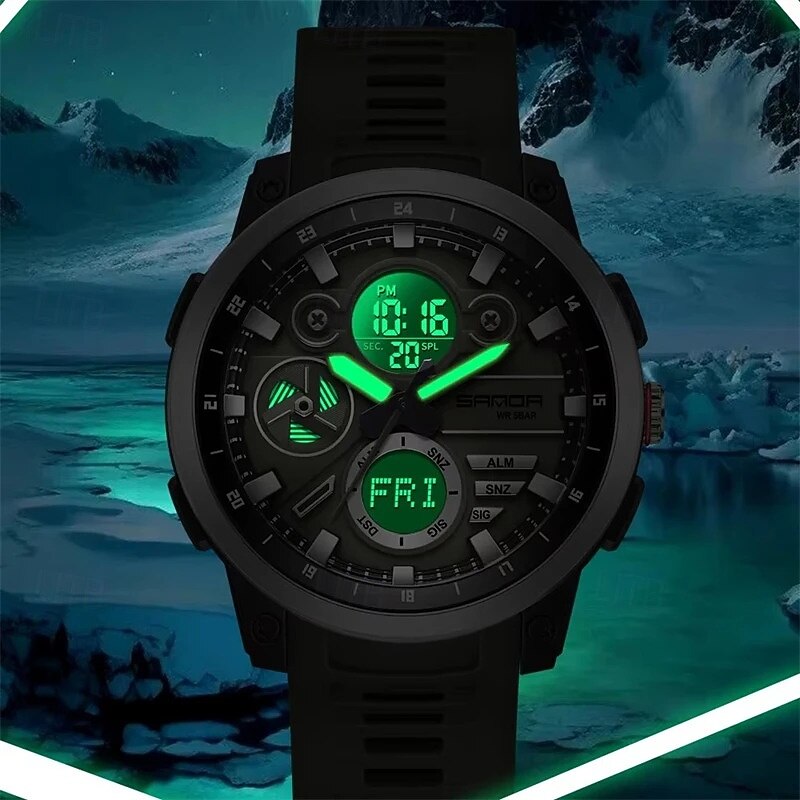 SANDA Men Digital Watch Fashion Casual Business Wristwatch Luminous Stopwatch Alarm Clock Countdown TPU Watch3