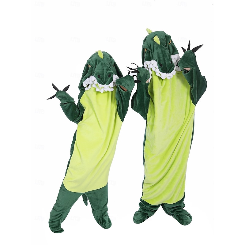 Dinosaur Shark Couples Carnival Costume Kigurumi Pajamas Onesies Kid's Adults' Men's Women's Boys Novelty Funny Costume Theme Party Carnival Mardi Gras Easy Carnival Costume3