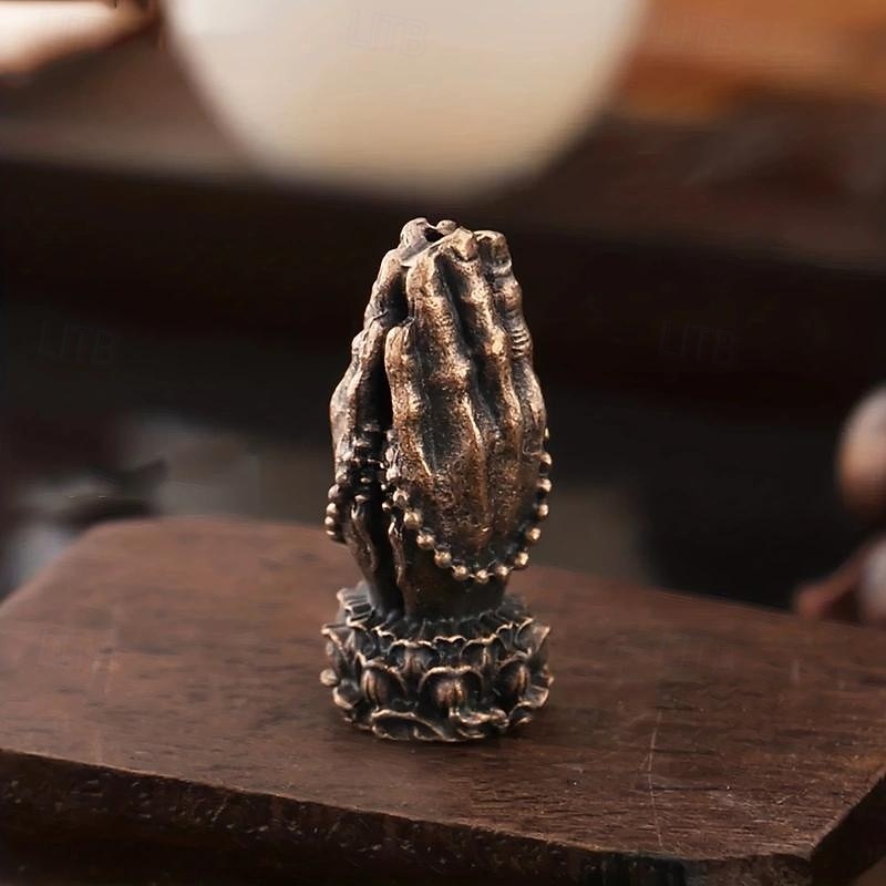 Zinc Alloy Vertical Two Hands Sculpture, West Pray Bless Furnishing Articles, Inspirational Christian Gifts, Bible Verses Decor, Keepsake, Prayer Room Decor for Home Office