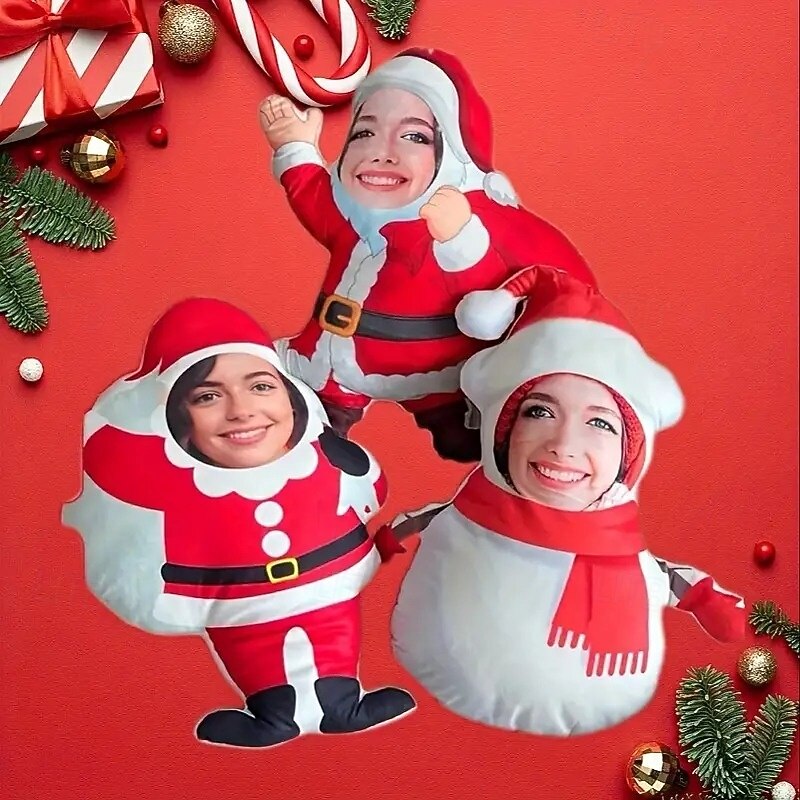 Irregular Christmas Cushions & Pillows Personalized Gift Photo Snowman, Santa Claus, Custom Gift Ideas in Various Sizes with Insert3