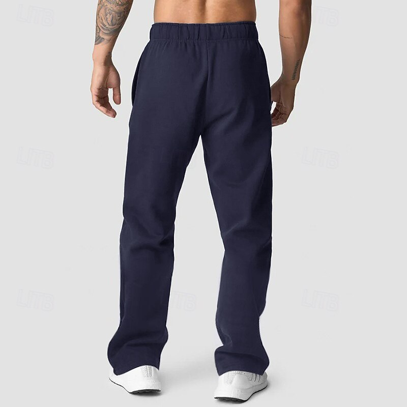 Men's Sweatpants Fleece Pants Joggers Trousers Casual Pants Pocket Elastic Waist Plain Comfort Warm Full Length Outdoor Casual Daily Sports Fashion Black Navy Blue2