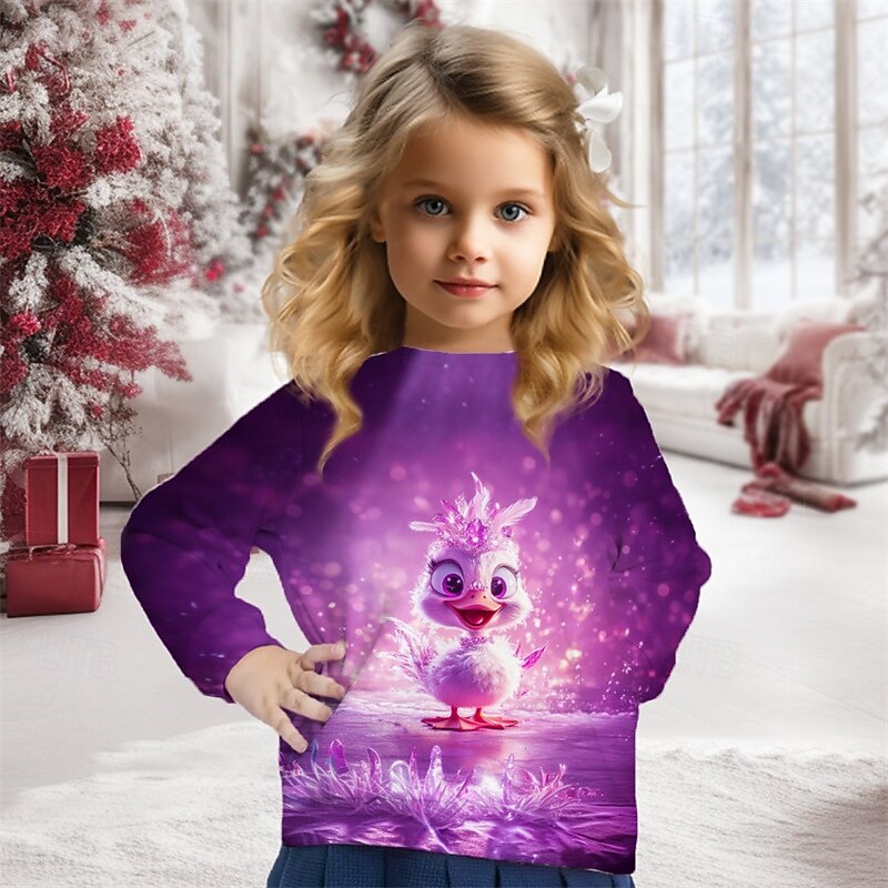 Girls' 3D Graphic Animal Sweatshirt Long Sleeve Spring Fall Fashion Basic Kids 4-12 Years Crew Neck Outdoor Casual Daily Regular Fit3
