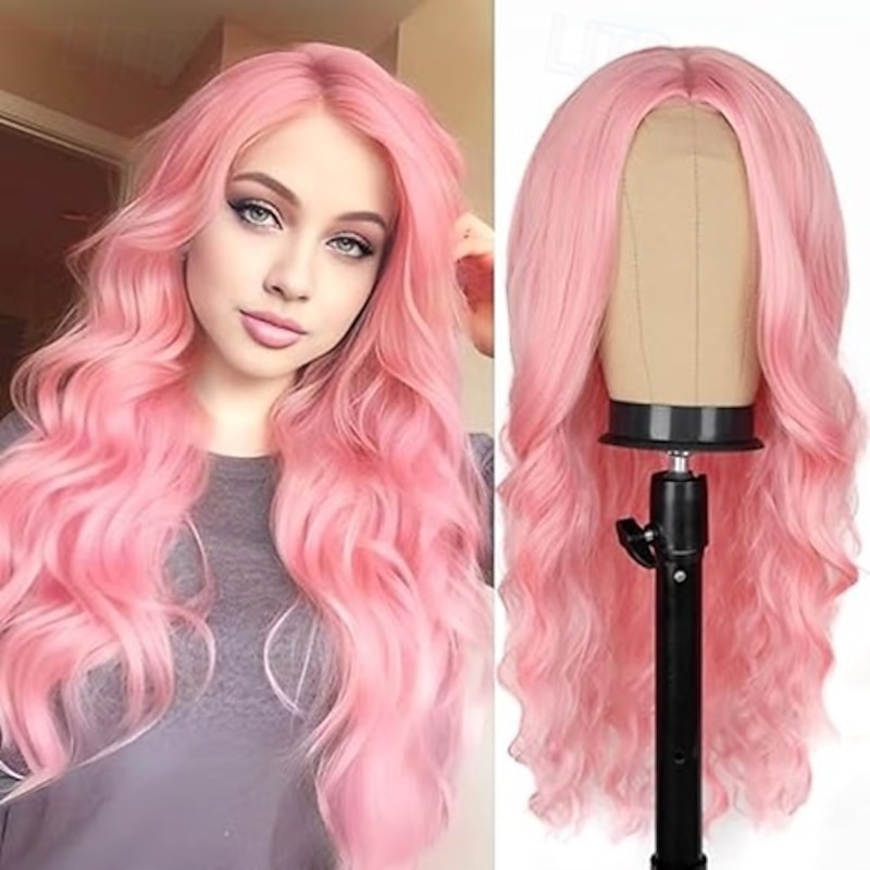 Long  Wig for Women Middle Part Wavy Women Charming Wigs Realistic Natural Looking Synthetic Heat Resistant Fiber Wig for Daily Party Use2