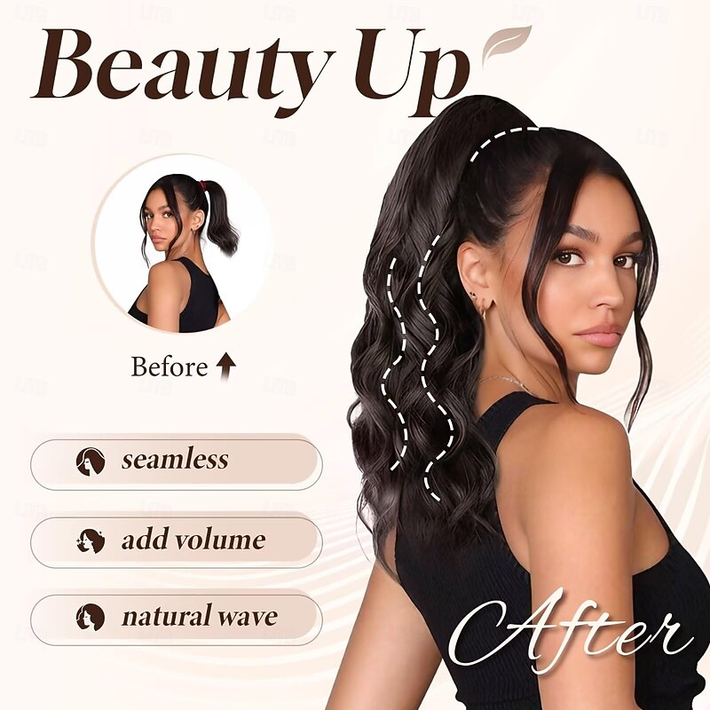 Hair Extensions Ponytail 18" Claw Clip in Hair Extensions Curly Wavy Fake Ponytail Extension Long Soft Synthetic Pony Tails Hair Piece for Women Hair Extensions4