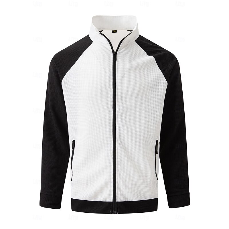 Men's Zip Up Hoodie Full Zip Hoodie Zip Hoodie Sweatshirt Zip Up Hoodies White Brown Khaki Gray Standing Collar Color Block Plain Zip Up Patchwork Sports & Outdoor Daily Holiday Streetwear Basic4